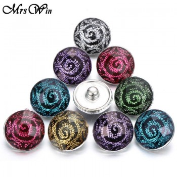 10 pcs/lot 2018 New Snap Button Jewelry Mixed Style Ginger Resin 18mm Snap Buttons fit Snap Bracelet Bangles Button Jewelry