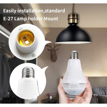 360 Degree Panorama Video Camera Wifi IP Light Bulb Surveillance Cam Recorder CCTV Motion Detection Night Vision 960P Full HD