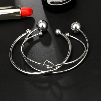 docona Bohemian Silver Color Knot Ball Bracelet Set for Women Alloy Open Adjustable Bracelet Statement Jewelry Gifts 6136