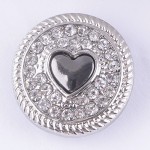 New KZ1284 Beauty Round Rhinestone heart 18MM Metal giner snap button for DIY charm snap bracelet jewelry wholesale