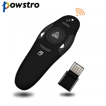 Powstro 2.4Ghz Wireless Presenter with Red Laser Pointers Pen USB RF Remote Control Page for Turning PPT Powerpoint Presentation