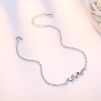Crazy Feng Adjustable Stainless Steel Bracelet and Bangles For Women Girls Charms Crystal Lucky Leaf Link Chain Bracelet Jewelry