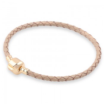 GOLD Brown Genuine Leather Bracelet Chain Fit For Charms Bracelets DIY Metal fit for Alloy Glass European Big Hole Bead