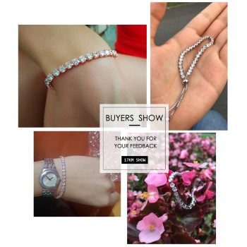 17KM Fashion Cubic Zirconia Tennis Bracelet amp; Bangle Adjustable Pulseras Mujer Charm Bracelet For Women Bridal Wedding Jewelry