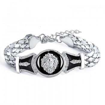 Cool Gold Lion Head Bracelet Chunky Hip Hop Link Chain Fashion Jewelry for Male Rock Bangles