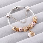 Couqcy 2018 Cute Charm Bracelet With Flower Pendant Charm Gold Murano Glass Beads Friendship Fit Women Bracelet DIY Jewelry