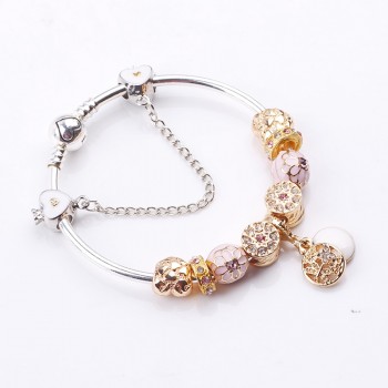 Couqcy 2018 Cute Charm Bracelet With Flower Pendant Charm Gold Murano Glass Beads Friendship Fit Women Bracelet DIY Jewelry