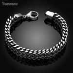 Tuswans Quality 316L Stainless Steel 5*12mm Extra Thick Link Chain Bracelets For Men Punk Rock Figaro Chain Wrist Band Wholesale