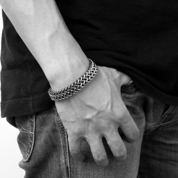 Tuswans Quality 316L Stainless Steel 5*12mm Extra Thick Link Chain Bracelets For Men Punk Rock Figaro Chain Wrist Band Wholesale