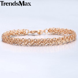 Bracelets For Women Men 585 Rose Gold Swirl Link Chain Bracelet 2018 Mens Woman Jewelry Fashion Gifts Dropshipping 6mm KCB09