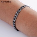 HANRESHE Polished Mens Bracelet Jewelry Rose Gold Gold Black Silver Link Chain Fashion Bracelet Homme Charm Bracelet Men Gift