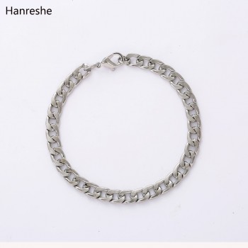 HANRESHE Polished Mens Bracelet Jewelry Rose Gold Gold Black Silver Link Chain Fashion Bracelet Homme Charm Bracelet Men Gift
