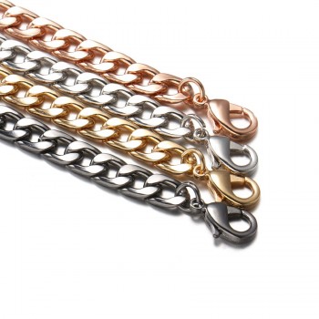 HANRESHE Polished Mens Bracelet Jewelry Rose Gold Gold Black Silver Link Chain Fashion Bracelet Homme Charm Bracelet Men Gift