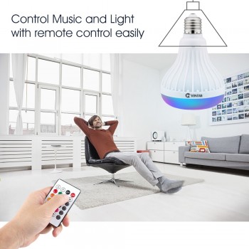 VONTAR E27 B22 Wireless Bluetooth Speaker+12W RGB Bulb LED Lamp 110V 220V Smart Led Light Music Player Audio with Remote Control
