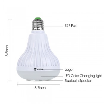 VONTAR E27 B22 Wireless Bluetooth Speaker+12W RGB Bulb LED Lamp 110V 220V Smart Led Light Music Player Audio with Remote Control