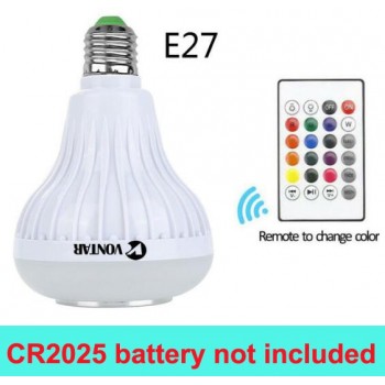 VONTAR E27 B22 Wireless Bluetooth Speaker+12W RGB Bulb LED Lamp 110V 220V Smart Led Light Music Player Audio with Remote Control