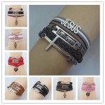 Love Jesus Christ bracelet cross charm Christian gift jesus bangle leather wrap bracelets amp; bangles for woman and man jewelry