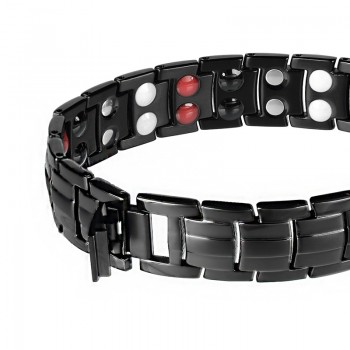 LITTLE FROG Punk Healthy Energy Bracelet Men Black Chain Link Bangle Stainless Steel Magnetic Bracelets