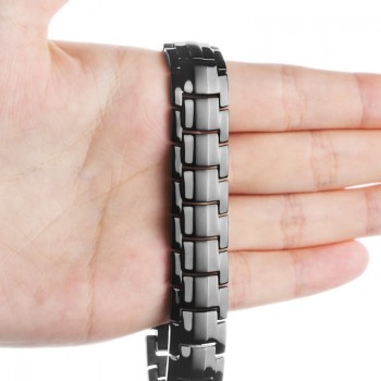 LITTLE FROG Punk Healthy Energy Bracelet Men Black Chain Link Bangle Stainless Steel Magnetic Bracelets