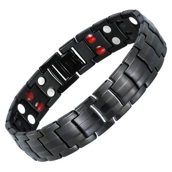 LITTLE FROG Punk Healthy Energy Bracelet Men Black Chain Link Bangle Stainless Steel Magnetic Bracelets