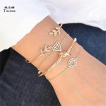 Tocona 4PCS/Set Opening Leaf knot Charm Cuff Bracelets Set for Women Gold Alloy Bracelet Boho Jewelry Accessories 6115