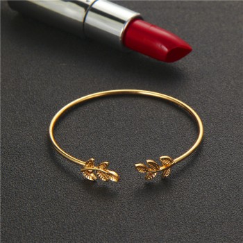 Tocona 4PCS/Set Opening Leaf knot Charm Cuff Bracelets Set for Women Gold Alloy Bracelet Boho Jewelry Accessories 6115