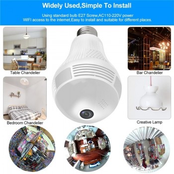 Bulb Lamp Wifi Camera With Audio 1080P HD 360 Degree Indoor FishEye Wireless Home Camera Night Vision Support 128GB For phone PC