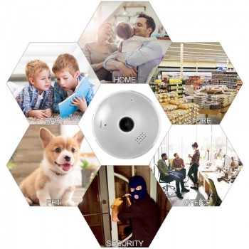 Bulb Lamp Wifi Camera With Audio 1080P HD 360 Degree Indoor FishEye Wireless Home Camera Night Vision Support 128GB For phone PC