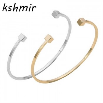 Promotion of foreign trade simple joker geometric square copper casting metal punk rock female bracelet jewelry