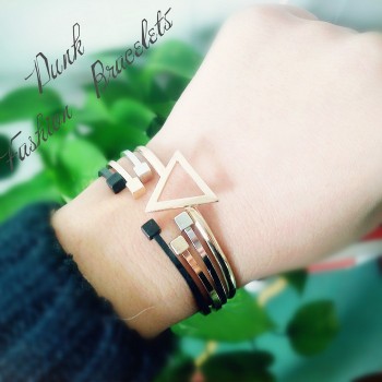 Promotion of foreign trade simple joker geometric square copper casting metal punk rock female bracelet jewelry