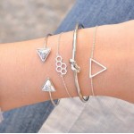 Tocona 4Pcs/Set Bohemian Opening Triangle Knot Honeycomb Resin Chain Cuff Bracelets Set for Women Bracelet Bangle Jewelry 2621