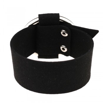 Bls-miracle Bohemia Punk Black Bracelets Big Round Leather Bangle Bracelet Wristband Metal For Woman Party Gift Wholesale BA-132