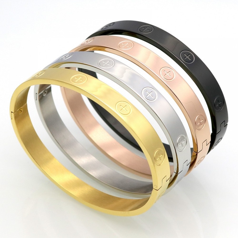New Design Zircon And Cross Nut Nail Bracelets amp; Bangles For Women Luxury Brand Jewelry Stainless Steel Screw Jewelry Pulseiras