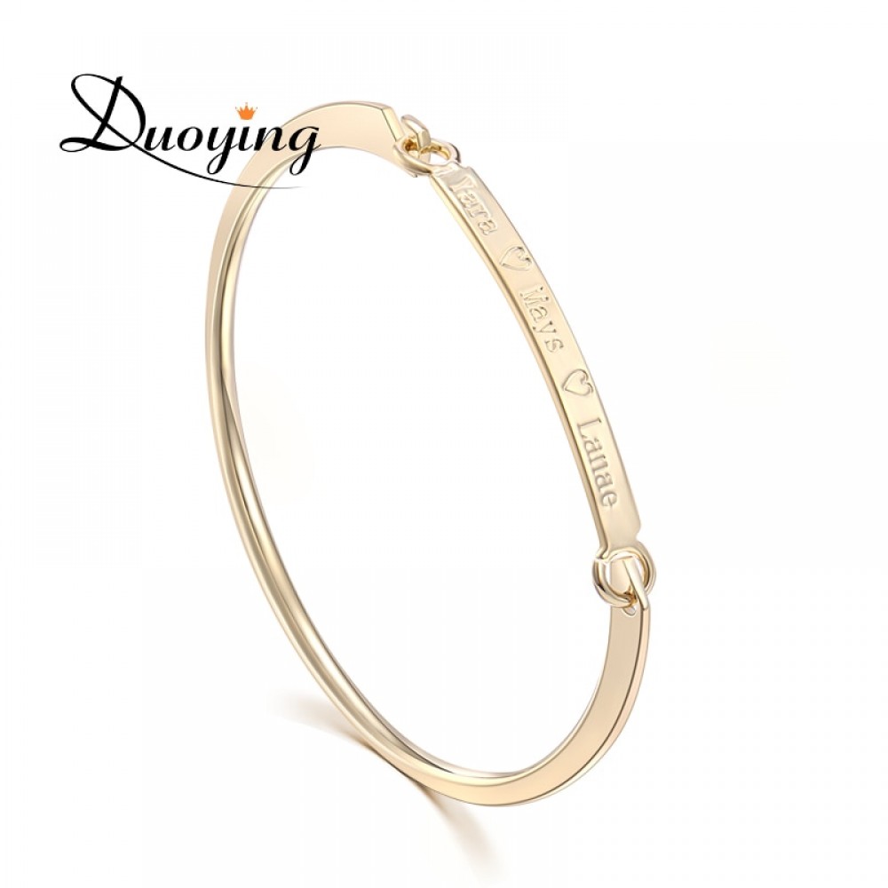 DUOYING 40*4 mm Gold Bar Bangle Bracelet Custom Name Copper Bracelet Personalize Initial Engrave Name Bracelet amp; Bangle for Etsy