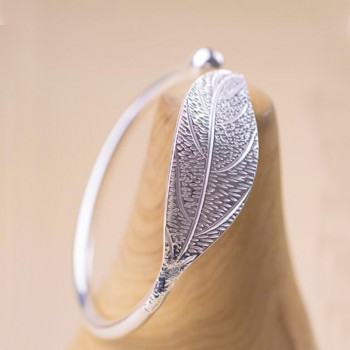 SMJEL Fashion Trendy Open Leaf Cuff Bracelets Bangles for Women Vintage Silver Jewelry Luxury Bracelet Jonc Birthday Gift bijoux