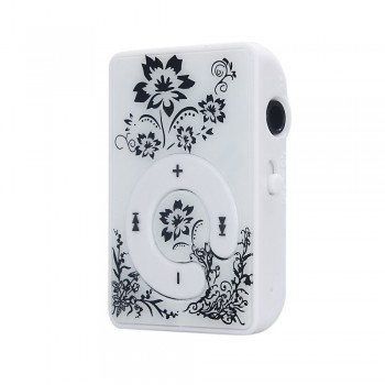 AIKEGLOBAL Hifi Mini Clip Flower Pattern MP3 Player Music Media Support Micro SD TF Card with Charging Cable Drop Shipping