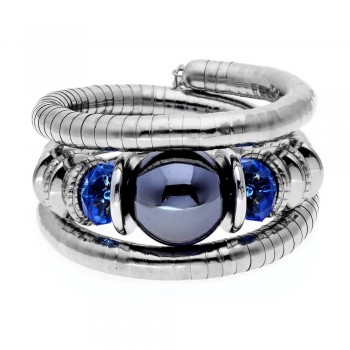 SLZBCY Woman Bracelets Big Blue Stone Multi Layer Snake Chain Bracelet Charm Beads Stretchy Elastic Bangles Flexible Jewelry