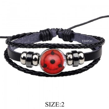 Rinnegan Eyes Naruto Bracelet Sharingan Eye Black Leather Bracelet Uchiha Uzumaki Clan Logo Anime Cosplay Lover Gift