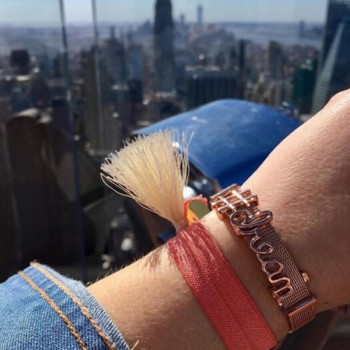 Somsoar Jewelry Rose Gold Sunburst Cross Mesh Stainless steel Bracelet Set with DIY Charms as Mothers Day Gift