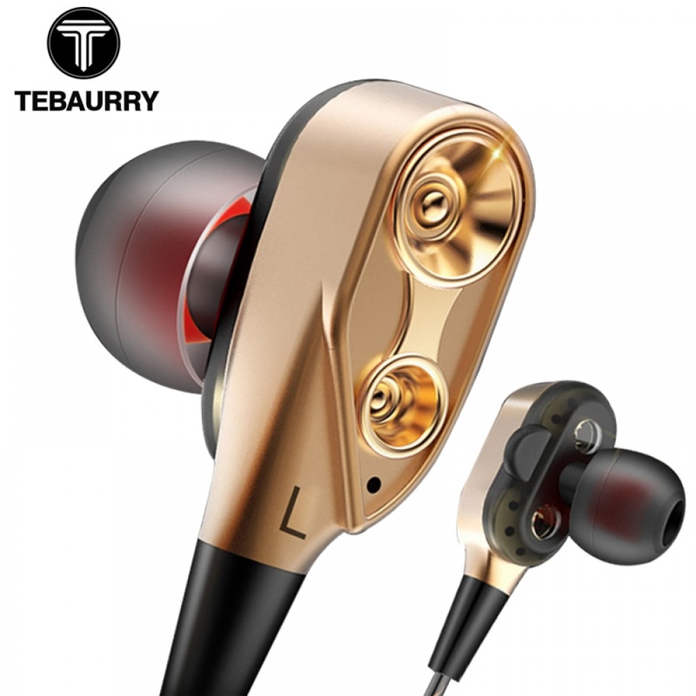 TEBAURRY Double Unit Drive In Ear Earphone Bass Subwoofer Earphone for phone DJ mp3 Sport Earphones Headset Earbud auriculares