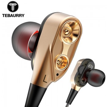 TEBAURRY Double Unit Drive In Ear Earphone Bass Subwoofer Earphone for phone DJ mp3 Sport Earphones Headset Earbud auriculares