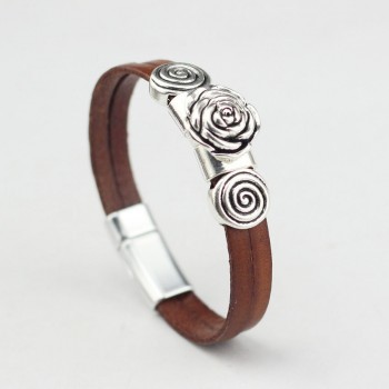 Anslow 2019 Creative Design Fashion Jewelry Vintage Retro Rose Charm Couple Leather Bracelets Party Accessories Gift LOW0723LB