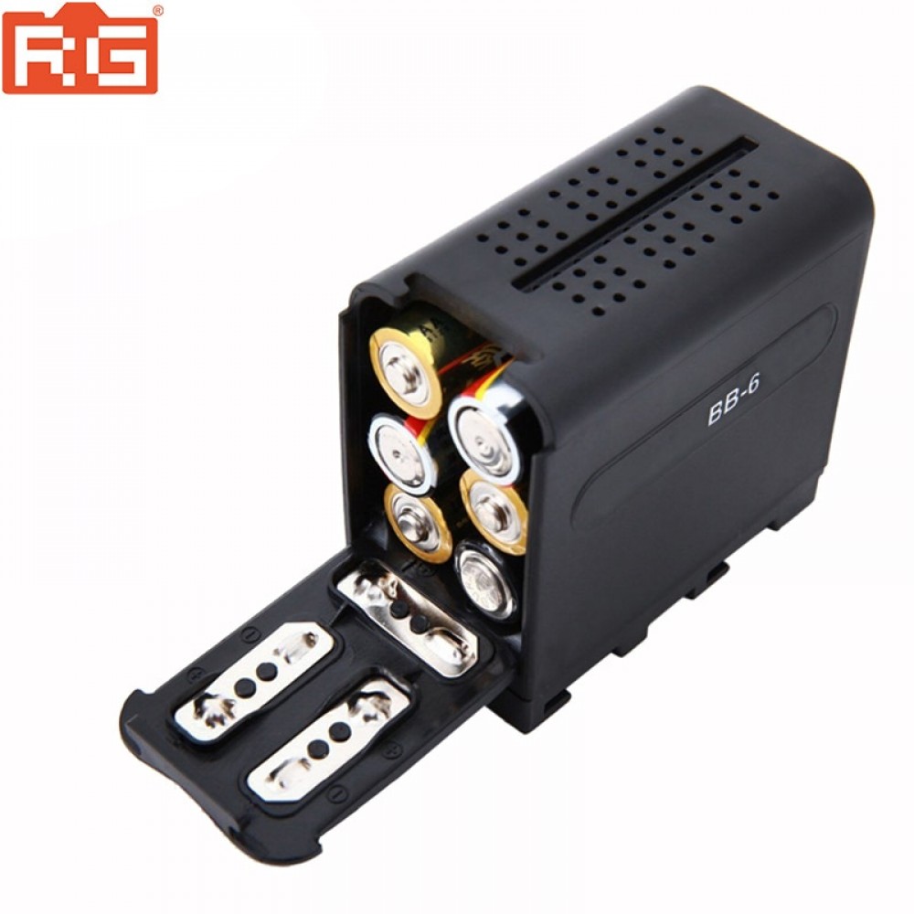 BB-6 6pcs AA Battery Case Pack Battery Holder Power as NP-F NP-970 Series Battery for LED Video Light Panel / Monitor