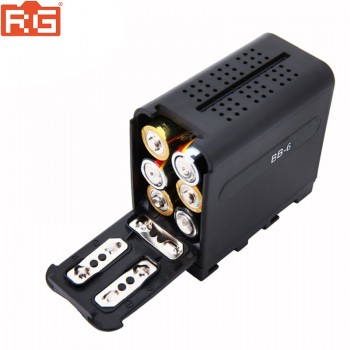 BB-6 6pcs AA Battery Case Pack Battery Holder Power as NP-F NP-970 Series Battery for LED Video Light Panel / Monitor