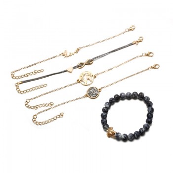 5pcs/set Bohemian Map Turtle Bracelet Heart Bracelets Bangle Set for Women Gold Chain Bracelet High Quality Fashion Jewelry