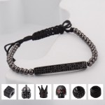 DOUVEI 2017 New Black Diy Design Pave CZ Ball Charm Bracelet Men Women Braided Macrame Copper Beads Jewelry Gift For Men Women