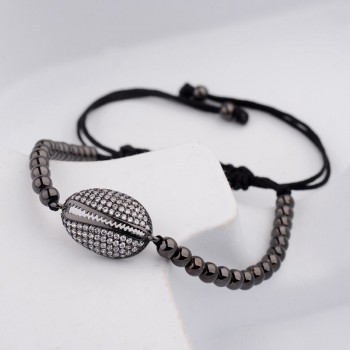 DOUVEI 2017 New Black Diy Design Pave CZ Ball Charm Bracelet Men Women Braided Macrame Copper Beads Jewelry Gift For Men Women