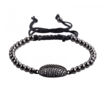 DOUVEI 2017 New Black Diy Design Pave CZ Ball Charm Bracelet Men Women Braided Macrame Copper Beads Jewelry Gift For Men Women