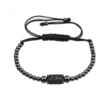 DOUVEI 2017 New Black Diy Design Pave CZ Ball Charm Bracelet Men Women Braided Macrame Copper Beads Jewelry Gift For Men Women