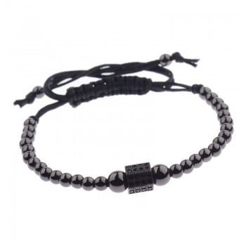 DOUVEI 2017 New Black Diy Design Pave CZ Ball Charm Bracelet Men Women Braided Macrame Copper Beads Jewelry Gift For Men Women